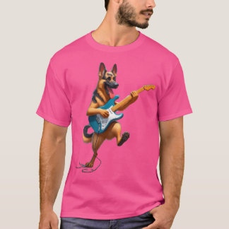 Camiseta Pastor Alemán Con Perro De Guitarra Tocando El Acú