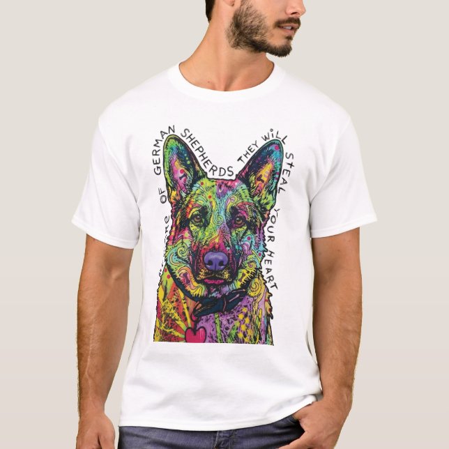 Camiseta Pastor Alemán Corazón Psicodélico (Anverso)