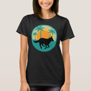Camiseta Pastor alemán corriendo Silhouette Blue Palm Trees