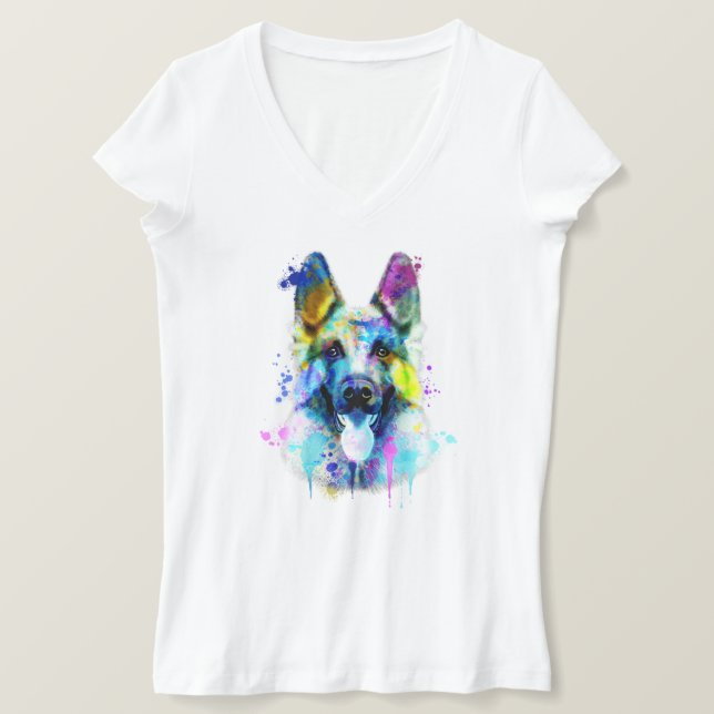 Camiseta Pastor alemán de acuarela, Pastor alemán (Anverso del diseño)
