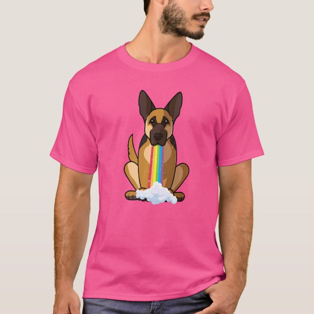 Camiseta Pastor alemán de arcoiris con positividad radiante (Anverso)