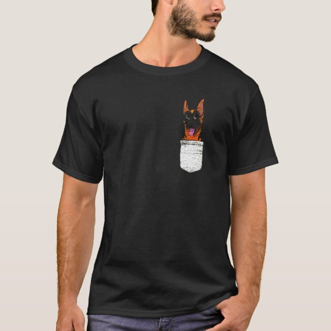 Camiseta Pastor Alemán de Bolsillo Animal (Anverso)