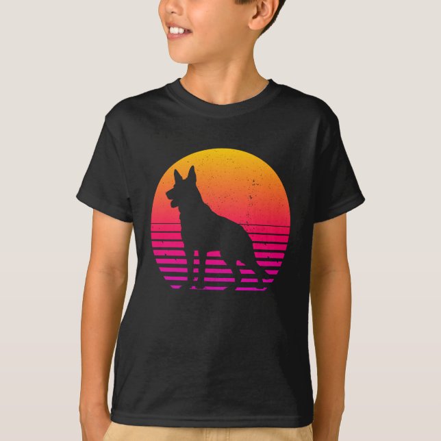 Camiseta Pastor Alemán de Estilo Retro 80 (Anverso)
