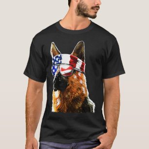 Camiseta Pastor Alemán De La Bandera Patriótica Estadounide