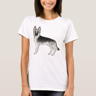Camiseta Pastor Alemán de Sable Plateado Perro de Dibujos A