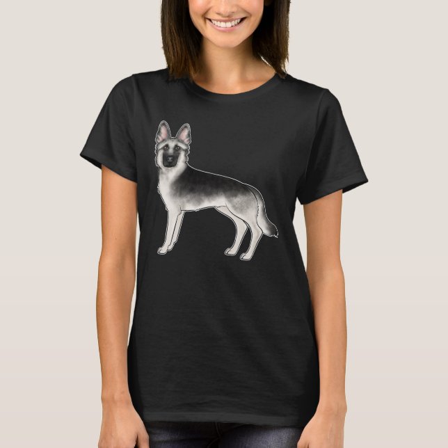 Camiseta Pastor Alemán de Sable Plateado Perro de Dibujos A (Anverso)