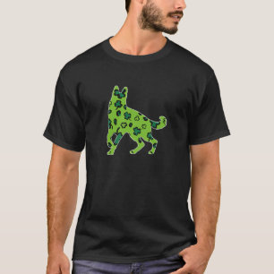 Camiseta Pastor Alemán Día de San Patricio Leopardo Verde S