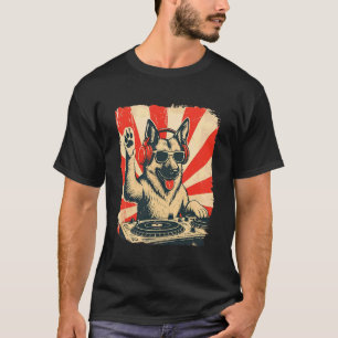 Camiseta Pastor Alemán DJ House Música Retro Amante de los 