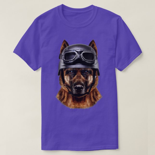 Camiseta Pastor Alemán En Casco De Motocicleta (Diseño del anverso)