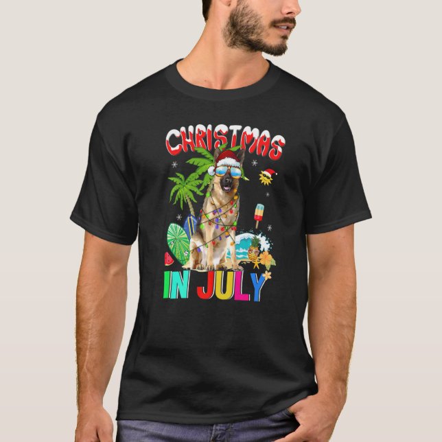 Camiseta Pastor Alemán En Navidades De Gafas De Sol De Sant (Anverso)