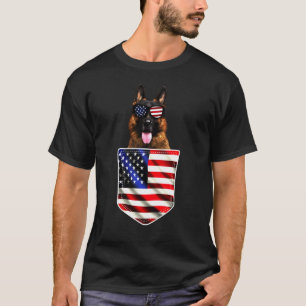 Camiseta Pastor alemán en Pocket American Flag