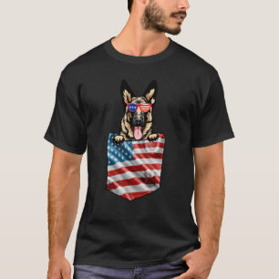 Camiseta Pastor Alemán en Pocket American Flag Patriotic