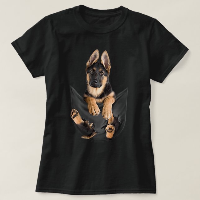 Camiseta Pastor Alemán En Pocket Graciosos Regalos De Perro (Diseño del anverso)