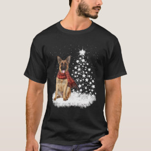 Camiseta Pastor Alemán Encendiendo Árbol De Navidad De Niev