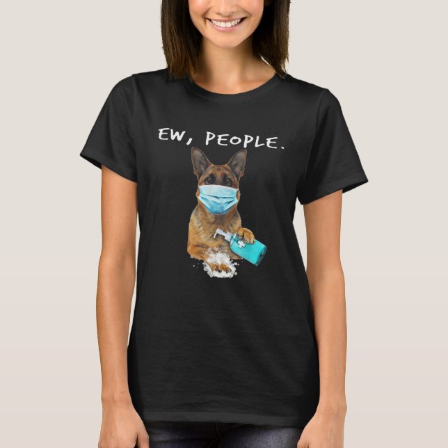 Camiseta Pastor Alemán Ew Personas Perro Que Lleva Mascaril (Anverso)