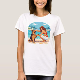 Camiseta Pastor Alemán Feliz Y Mujer Creando Un Vínculo En 