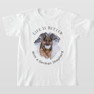 Camiseta Pastor Alemán GSD Foto La Vida Es Mejor chica