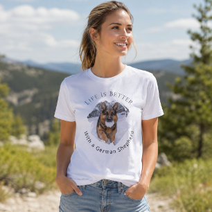 Camiseta Pastor Alemán GSD Foto La Vida Es Mejor Mujer