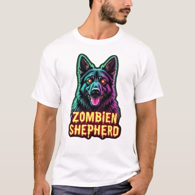 Camiseta Pastor Alemán GSD Shep Perro Zombie Halloween Esse (Anverso)