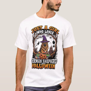 Camiseta Pastor Alemán Halloween Perro Bruja Sombrero Calab