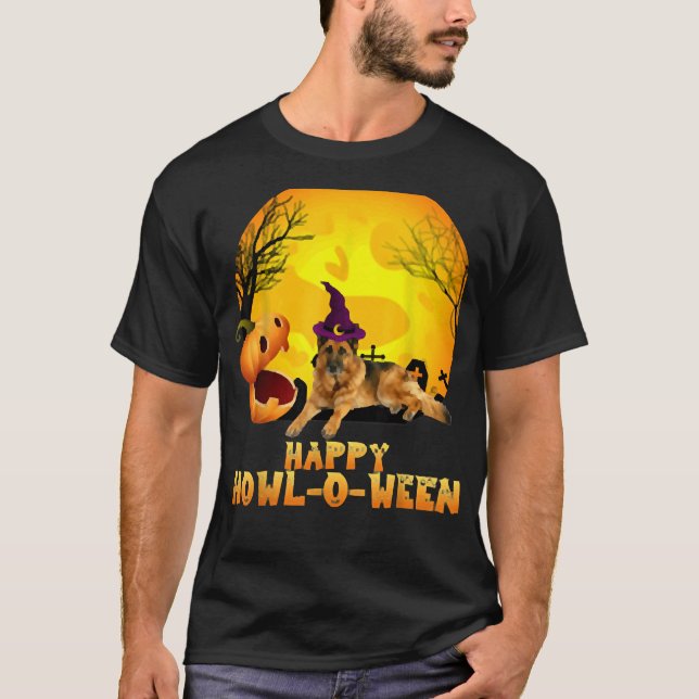 Camiseta Pastor Alemán Hatching From Pumpkin Hallowee (Anverso)