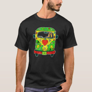 Camiseta Pastor alemán Hippie Bus Peace Love Dog