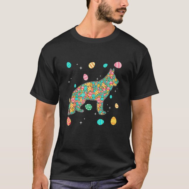 Camiseta Pastor Alemán Huevos Día de Pascua Papá Perro Mamá (Anverso)