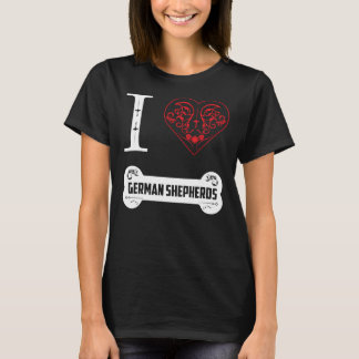Camiseta Pastor alemán I Corazón Pastores alemanes Bone Orn
