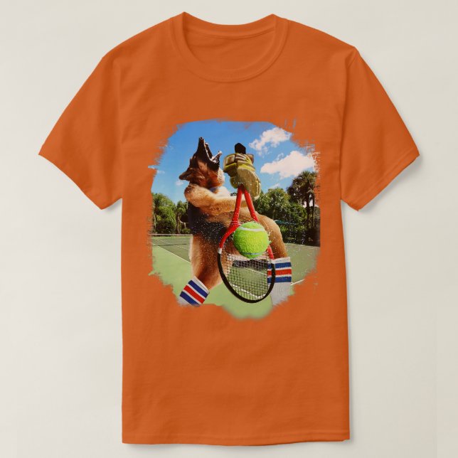 Camiseta Pastor Alemán Jugando Al Tenis (Diseño del anverso)