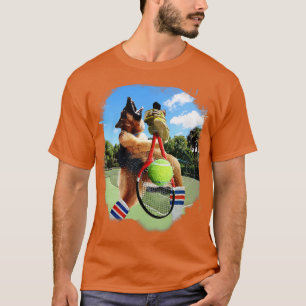 Camiseta Pastor Alemán Jugando Al Tenis
