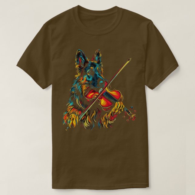 Camiseta Pastor alemán jugando violín (Diseño del anverso)