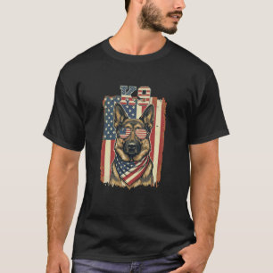 Camiseta Pastor Alemán K9 Bandera Americana Patriótico USA