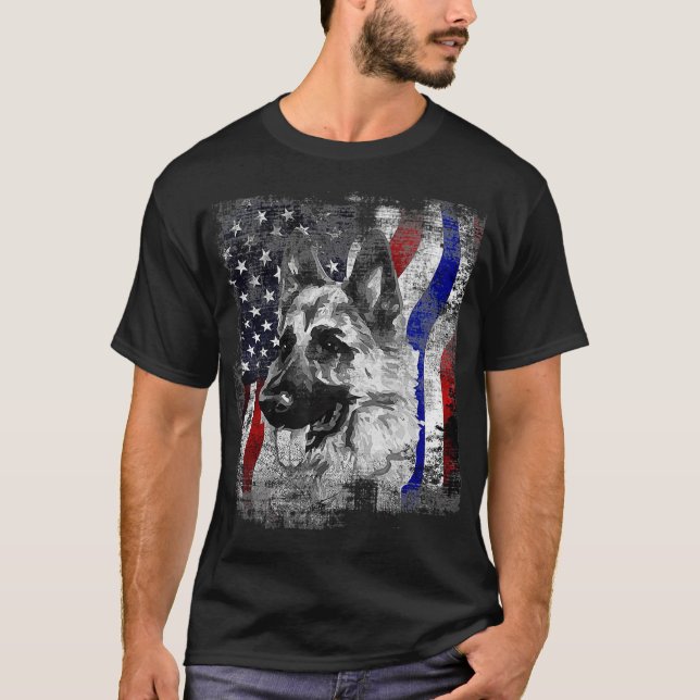 Camiseta Pastor alemán k9 Perro de la policía de la bandera (Anverso)