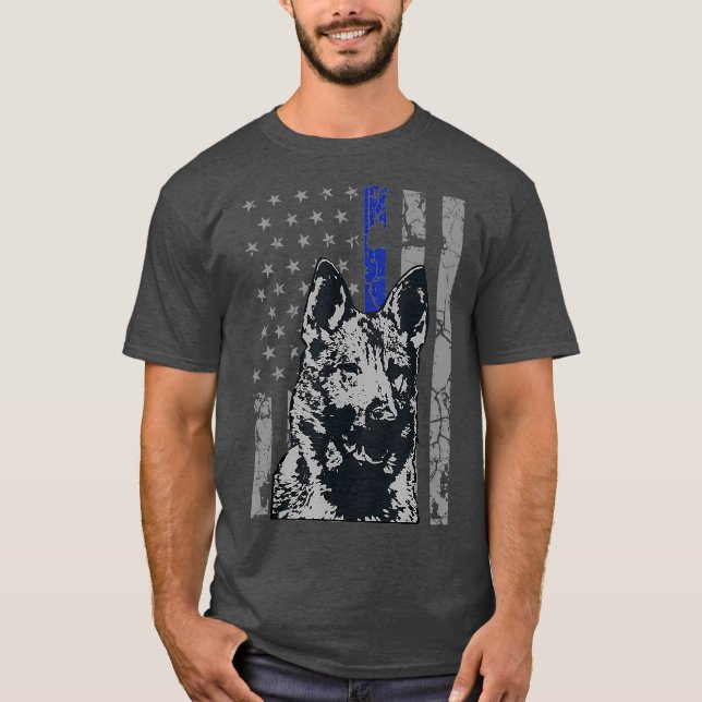 Camiseta Pastor alemán K9 Perro de policía delgado de la lí (Anverso)