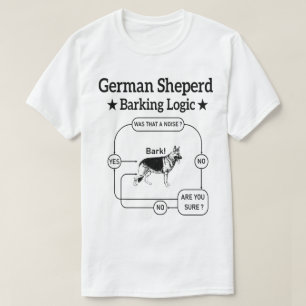 Camiseta Pastor alemán ladrando lógica divertida perro sarc