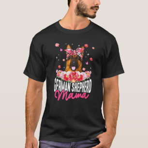 Camiseta Pastor Alemán Mama Flores Bandana Perro Día de la