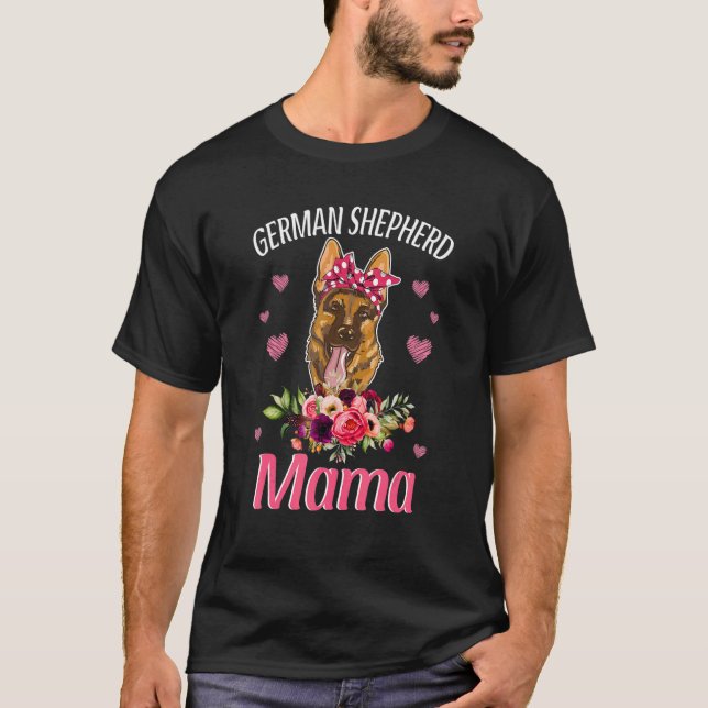 Camiseta Pastor alemán Mama German Shepherd Floral Mother (Anverso)