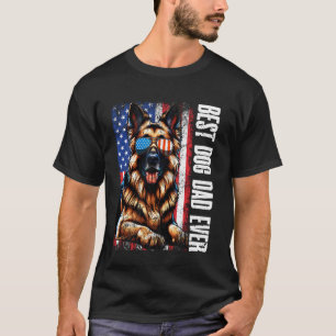 Camiseta Pastor Alemán Mejor Papá Perro Americano Bandera V
