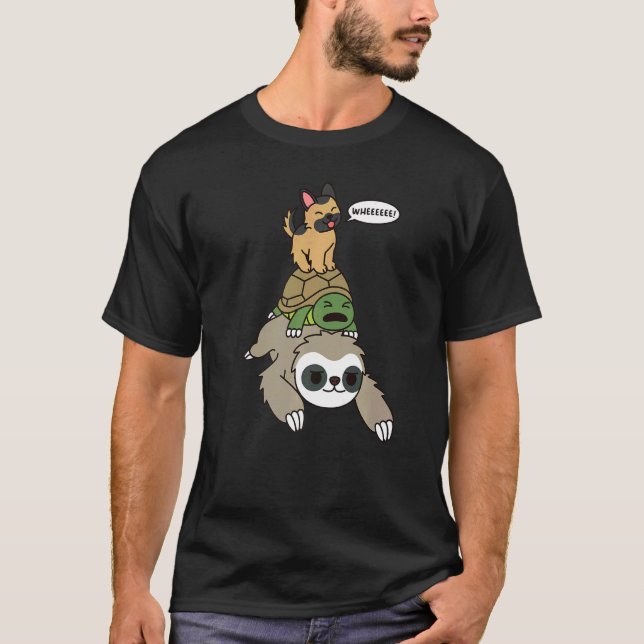 Camiseta Pastor alemán montando eslogan tortoise Dog (Anverso)