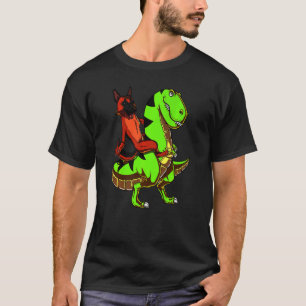 Camiseta Pastor alemán montando niños de rex dinosaurios