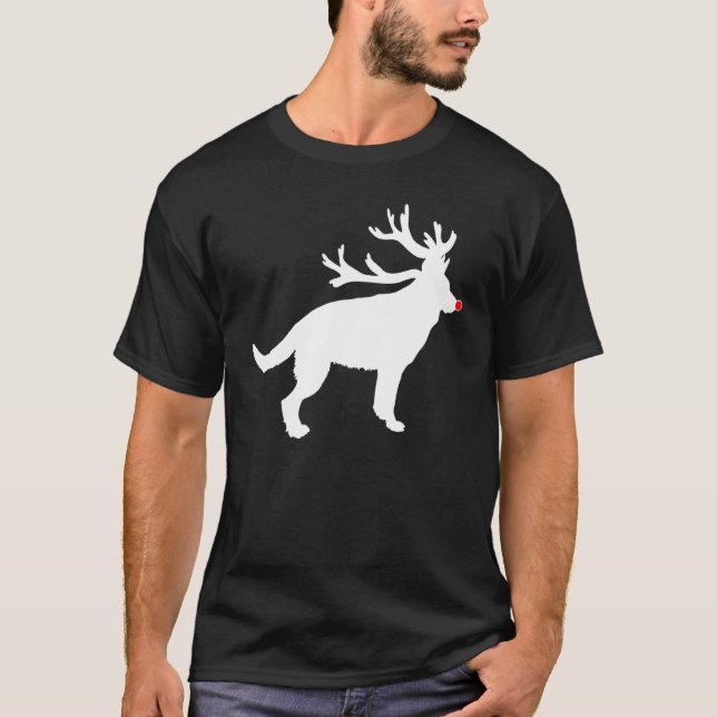 Camiseta Pastor Alemán Navidad Nariz Reno (Anverso)