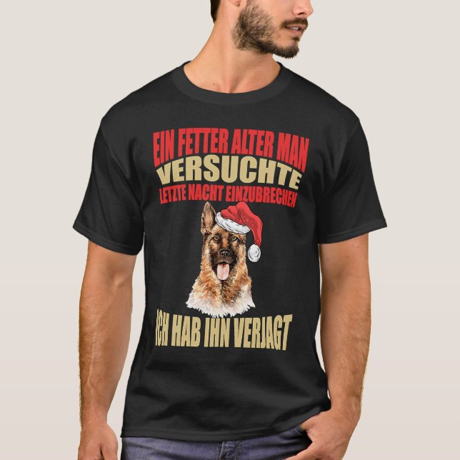 Camiseta Pastor Alemán Navidad Santa Claus (Anverso)
