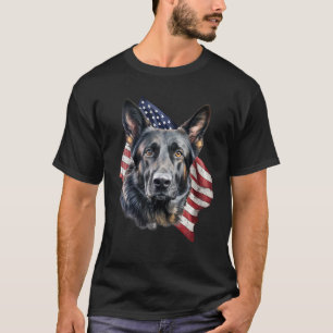 Camiseta Pastor Alemán Negro 4 De Julio Perro Estadounidens