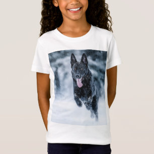 Camiseta Pastor alemán negro con cubierta de Duvet de nieve