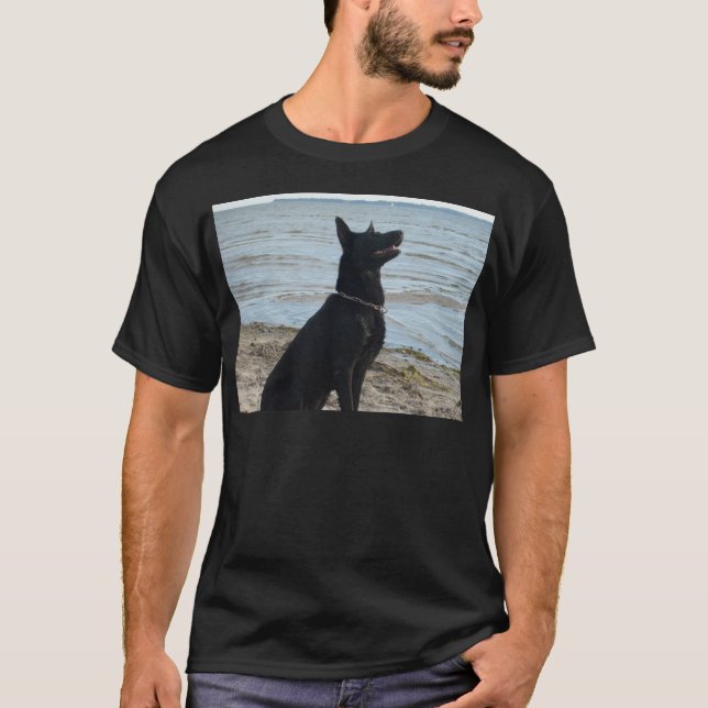 Camiseta Pastor alemán negro de la laca (Anverso)