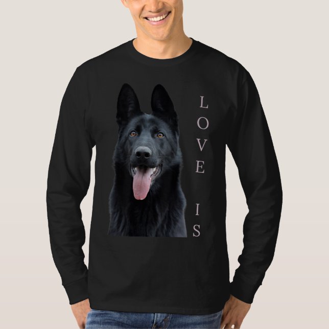 Camiseta Pastor alemán negro Pastor perro mamá papá amor (Anverso)
