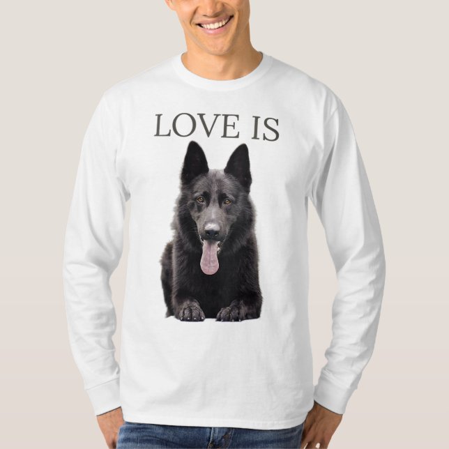 Camiseta Pastor alemán negro Pastor perro mamá papá amor (Anverso)
