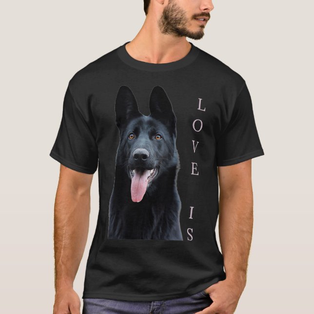 Camiseta Pastor alemán negro Pastor perro mamá papá amor (Anverso)