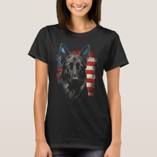 Camiseta Pastor alemán negro patriótico perro de la bandera