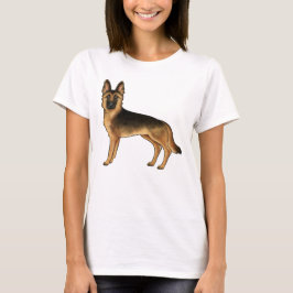 Camiseta Pastor Alemán Negro y Canela Perro de Dibujos Anim
